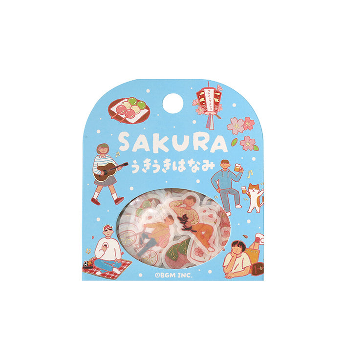 pegatinas japonesas bonitas de temática primaveral de Japón, material de papel washi con detalles de foil dorado brillante
