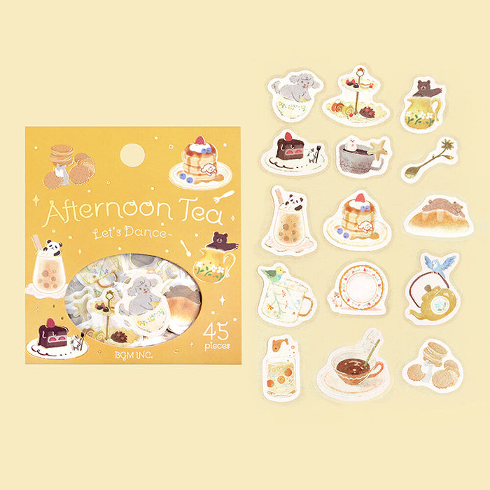 pegatinas japonesas bonitas con temática de cafetería y animales kawaii y material de papel washi con detalles de foil dorado brillante