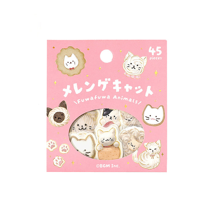 pegatinas japonesas bonitas de temática de animales y gatitos kawaii, material de papel washi con detalles de foil dorado brillante