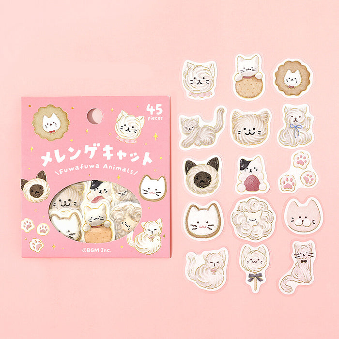 pegatinas japonesas bonitas de temática de animales y gatitos kawaii, material de papel washi con detalles de foil dorado brillante