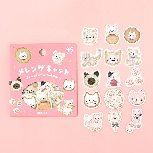 pegatinas japonesas bonitas de temática de animales y gatitos kawaii, material de papel washi con detalles de foil dorado brillante