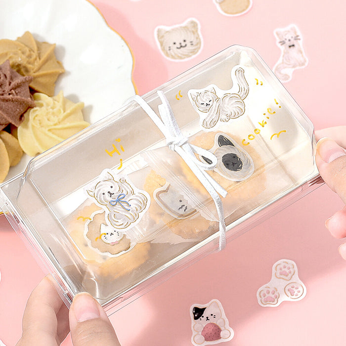 pegatinas japonesas bonitas de temática de animales y gatitos kawaii, material de papel washi con detalles de foil dorado brillante