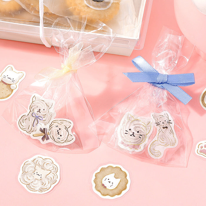 pegatinas japonesas bonitas de temática de animales y gatitos kawaii, material de papel washi con detalles de foil dorado brillante