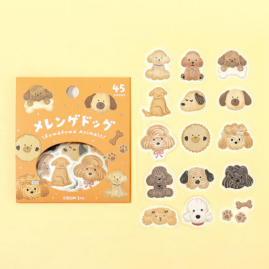pegatinas japonesas bonitas de temática de animales y perritos kawaii, material de papel washi con detalles de foil dorado brillante
