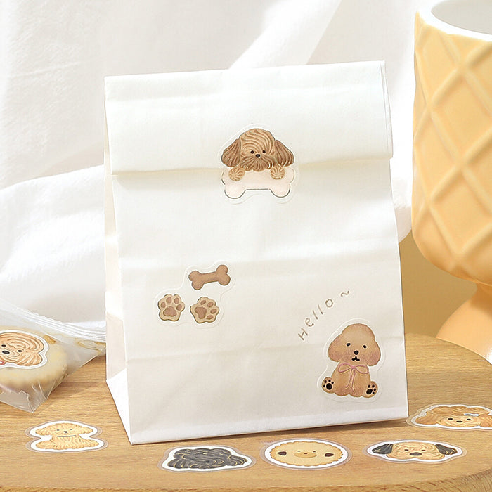 pegatinas japonesas bonitas de temática de animales y perritos kawaii, material de papel washi con detalles de foil dorado brillante