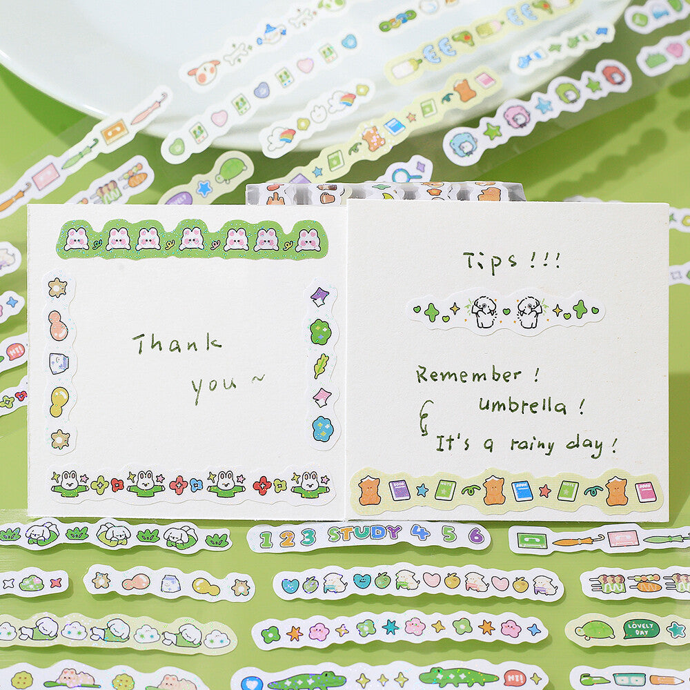 Pegatinas japonesas bonitas y que brillan en formato de línea para decorar agendas, libretas, cartas...