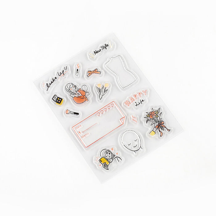 set de sellos japoneses para decorar libretas, cartas, bullet journal... con temática divertida y kawaii de moda