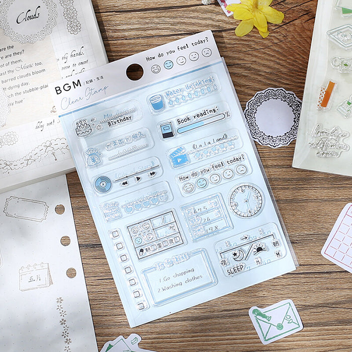 set de sellos japoneses para decorar libretas, cartas, bullet journal... con temática divertida y kawaii de planificacion