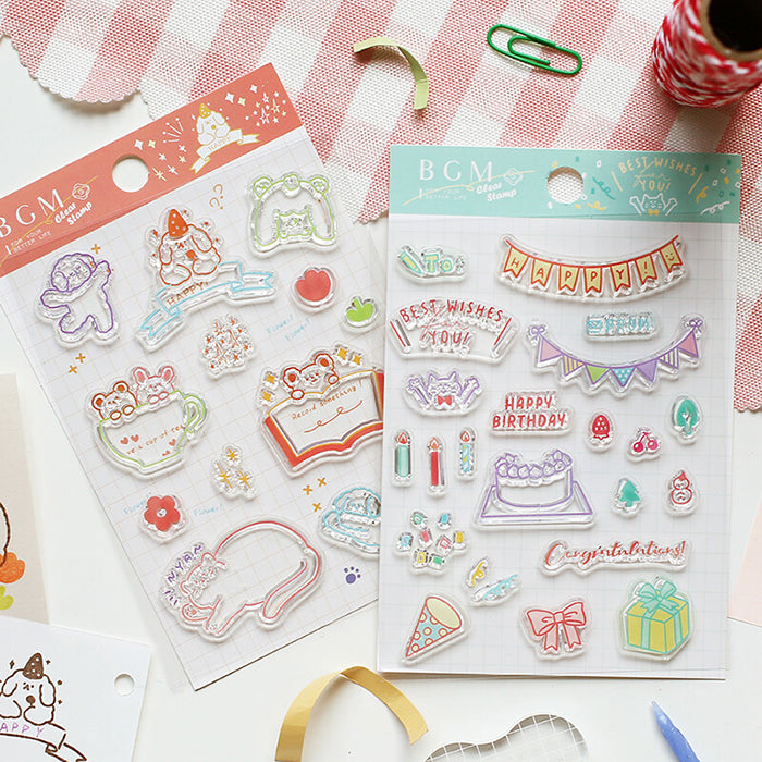 set de sellos japoneses para decorar libretas, cartas, bullet journal... con temática divertida y kawaii