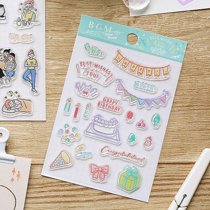 set de sellos japoneses para decorar libretas, cartas, bullet journal... con temática divertida y kawaii