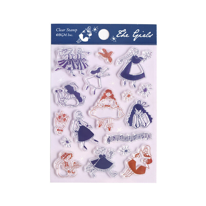 set de sellos japoneses para decorar libretas, cartas, bullet journal... con temática de chicas y amistad