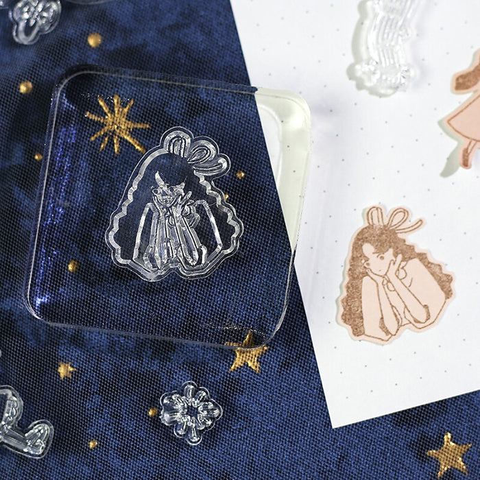set de sellos japoneses para decorar libretas, cartas, bullet journal... con temática de chicas y amistad