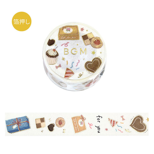 washi tape japonés de dulces, postres y galletas con detalles dorados, cinta decorativa japonesa