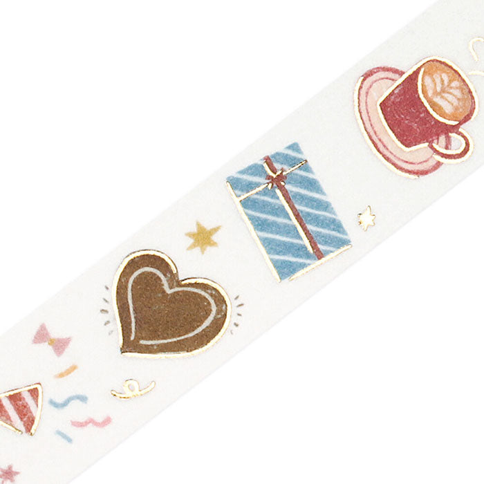 washi tape japonés de dulces, postres y galletas con detalles dorados, cinta decorativa japonesa