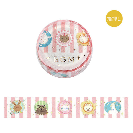 washi tape japonés rosa de animales con detalles dorados
