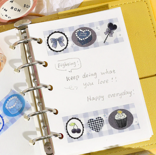 washi tape de japón colorido negro para decorar scrap booking, cartas o libretas