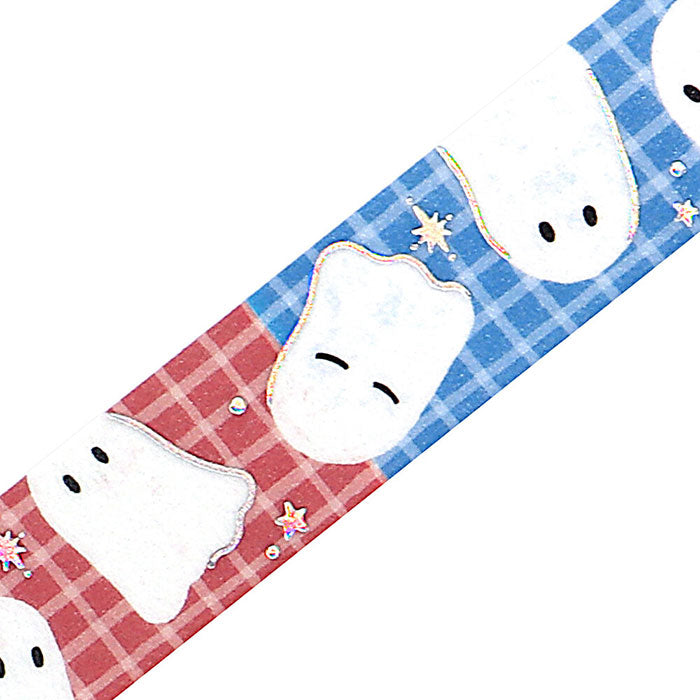 Washi tape aponés de fantasmas kawaii y colores con detalles plateados