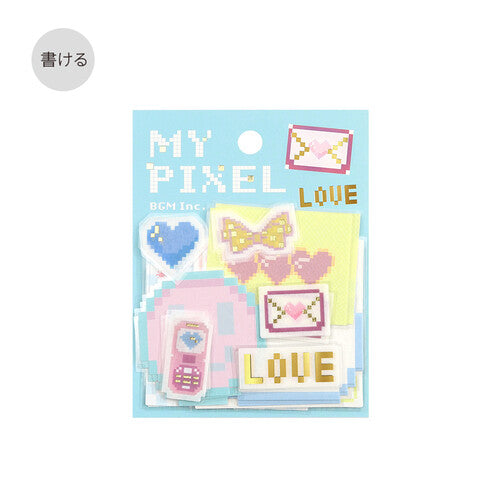 pegatinas grandes estilo pixel art de amor y románticas de papelería japonesa