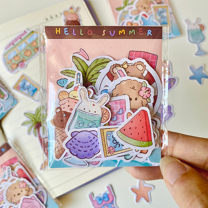 pegatinas bonitas con brillo holografico hechas a mano
