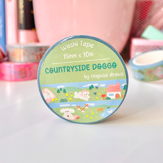 Chigusa Draws | Washi Tape - Countryside Doggo 1,5cm x 10m