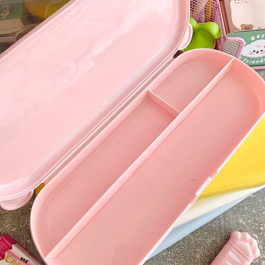 estuche escolar kawaii para lapices, con orejas y compartimentos