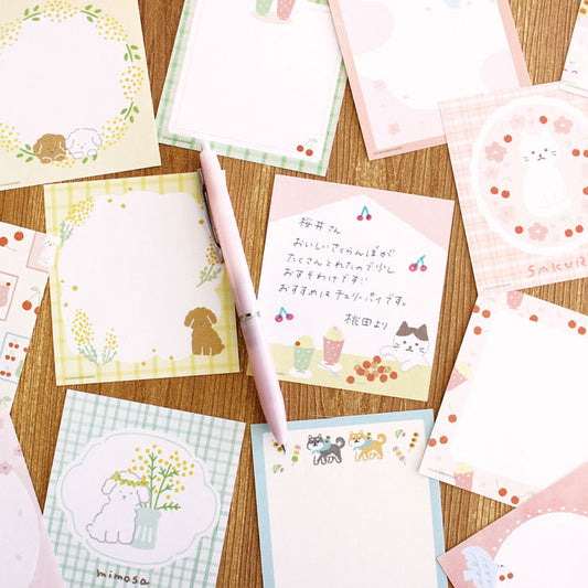 Bloc de notas de papeleria japonesa con temática floral y de animales inspirado en primavera de la marca furukawa shiko