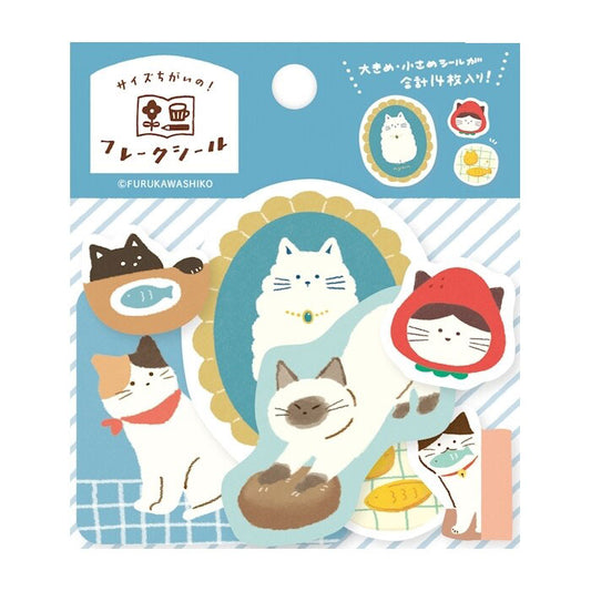 pegatinas japonesas de animales con diseño de gato y perro estilo aesthetic para bullet journal de la marca furukawa shiko