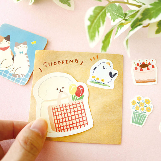 pegatinas japonesas de animales con diseño de gato y perro estilo aesthetic para bullet journal de la marca furukawa shiko