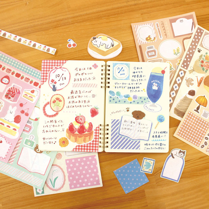 set de decoración con pegatinas japonesas de estilo kawaii para bullet journal y penpal de la marca furukawa shiko