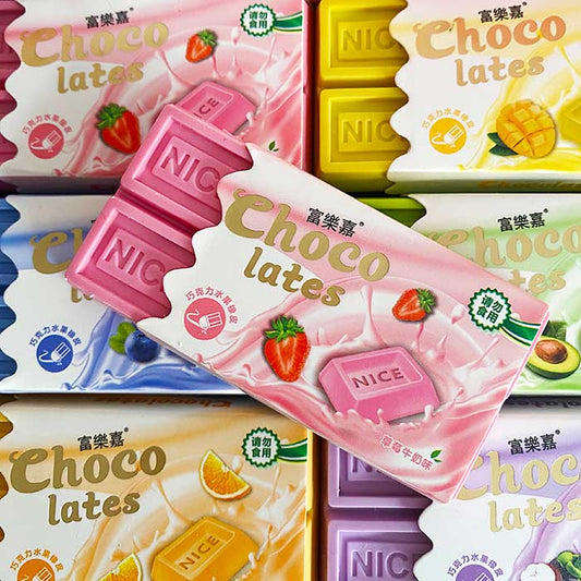 goma de borrar divertida con diseño kawaii de chocolatina, ideal para borrar lapiz