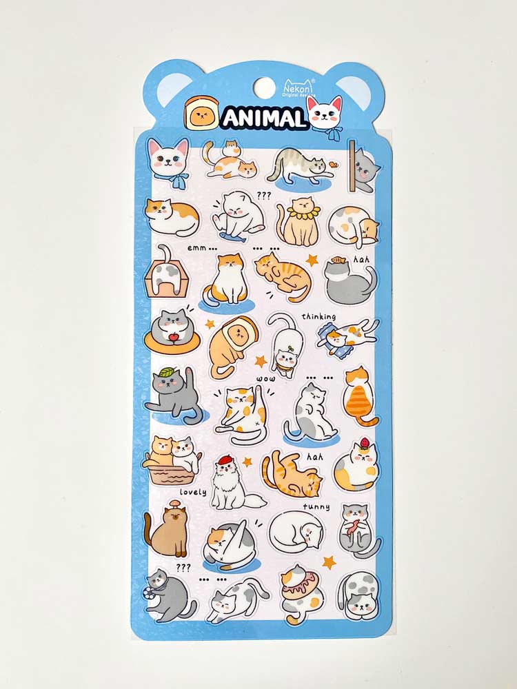 hoja de pegatinas de animales resistentes al agua para agendas y libretas, con diseños de kawaii
