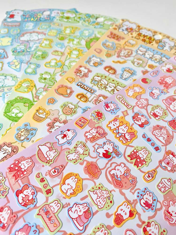 hoja de pegatinas de animales y colores para agendas y libretas, con diseños kawaii