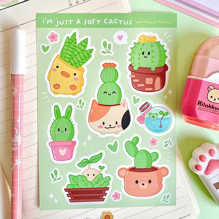 pegatinas bonitas de vinilo para agenda y decorar de plantas kawaii