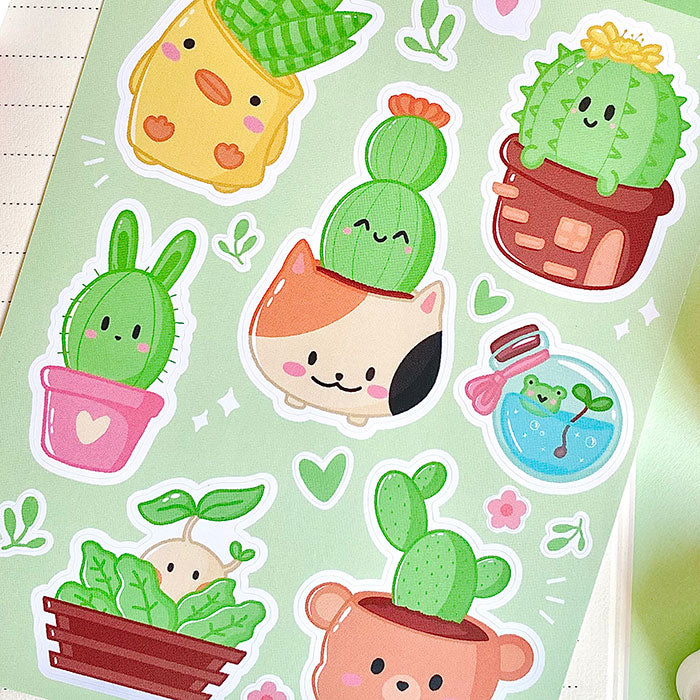 pegatinas bonitas de vinilo para agenda y decorar de plantas kawaii
