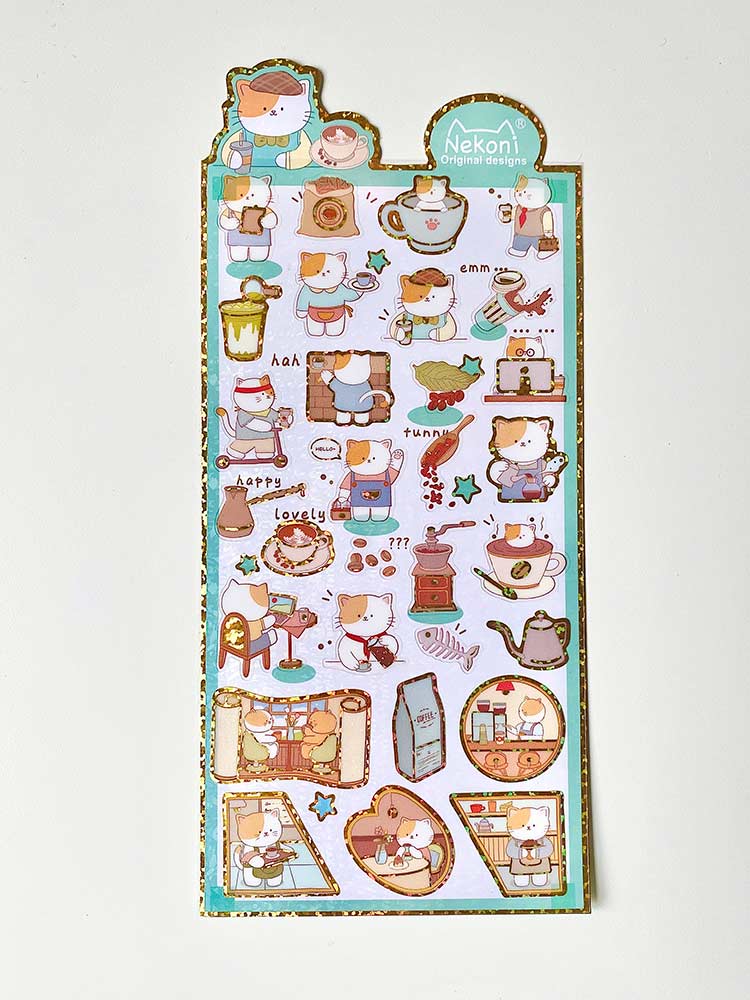 hoja de pegatinas para agendas y libretas, con diseños de animales kawaii