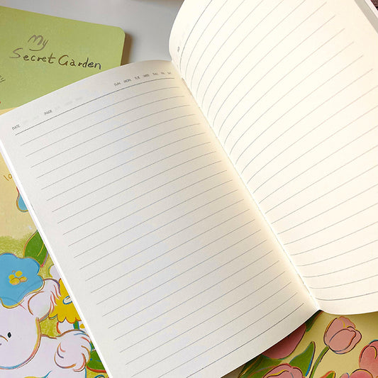 Joytop | Libreta Secret Garden , flores - A5 a rayas y tapa blanda