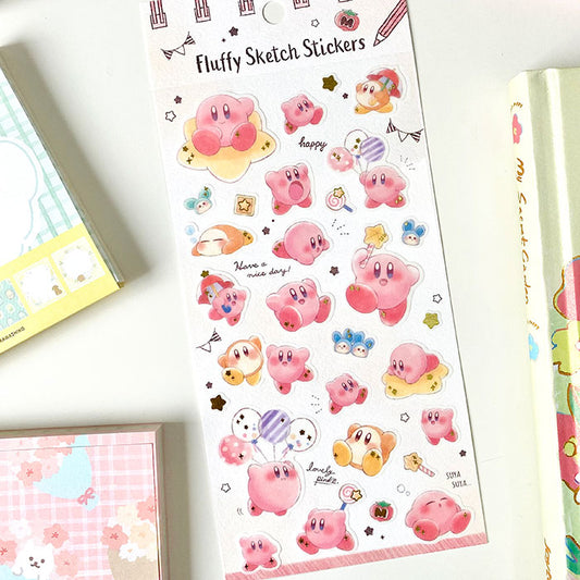 pegatinas oficiales japonesas estilo boceto kawaii con personajes de disney tsumtsum, kirby y doraemon