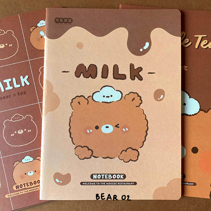 Libreta B6 a rayas con diseño de ositos aesthetic y kawaii, ideal para estudiantes