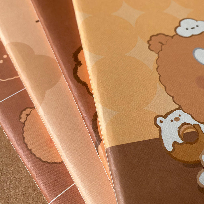 Libreta B6 a rayas con diseño de ositos aesthetic y kawaii, ideal para estudiantes