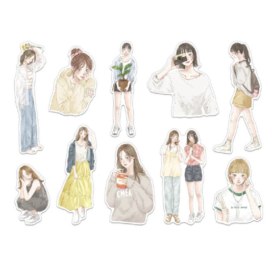 pack de pegatinas japonesas de chicas aesthetic para decorar y hacer manualidades