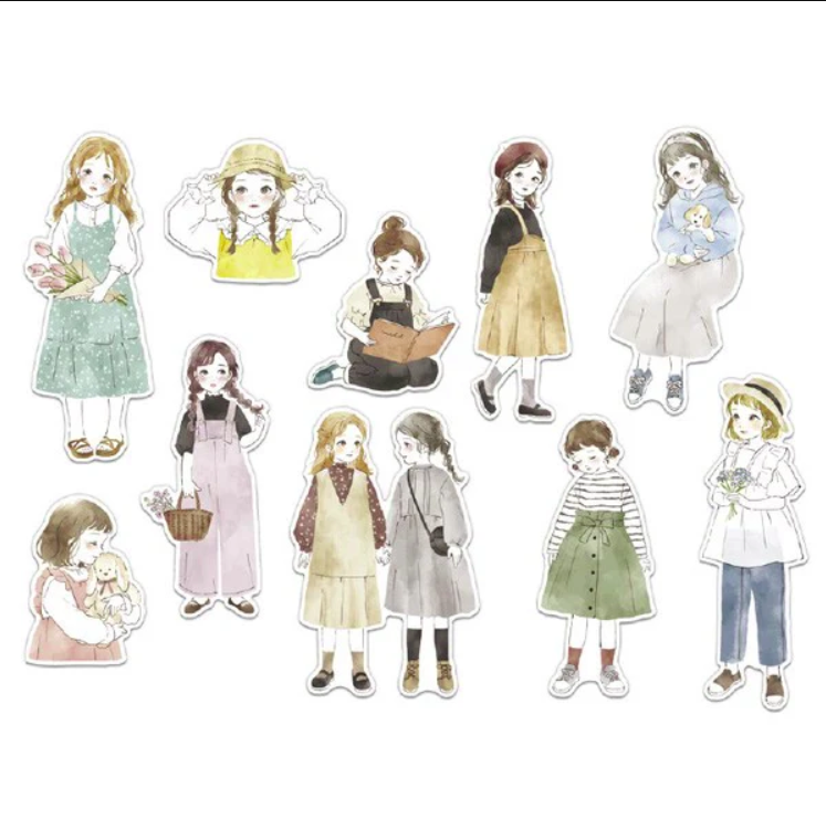 pack de pegatinas japonesas de chicas aesthetic para decorar y hacer manualidades