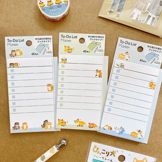 bloc de notas para listas de tarea de animales kawaii, ideal para la papelería japonesa