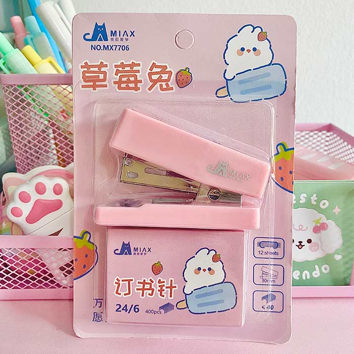 mini grapadora portable con pack de grapas de diseños kawaii