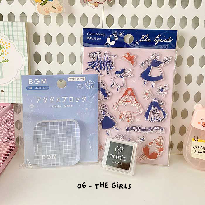 set de sellos de silicona y tinta de papelería japonesa de calidad kawaii