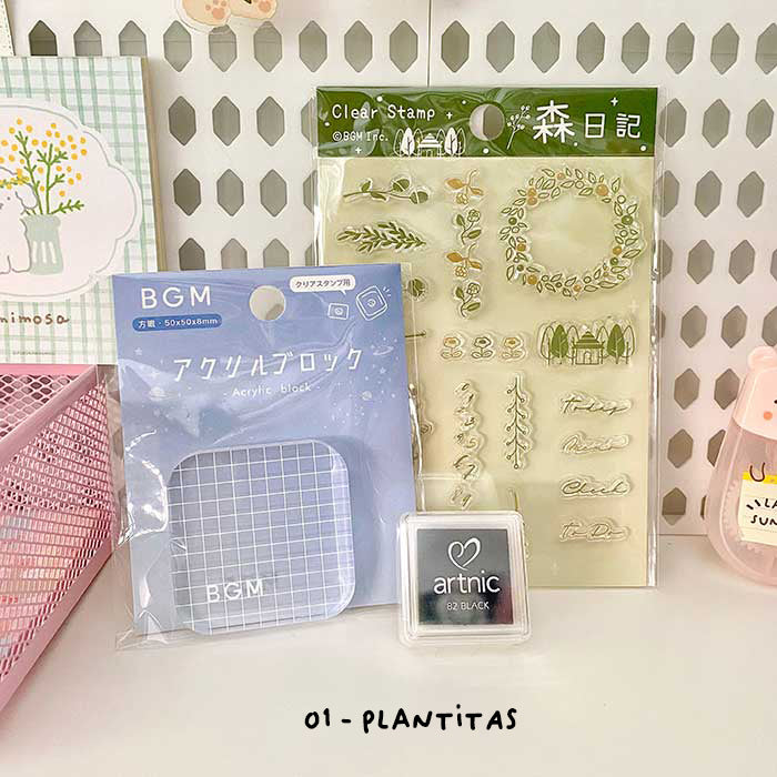 set de sellos de silicona y tinta de papelería japonesa de calidad kawaii