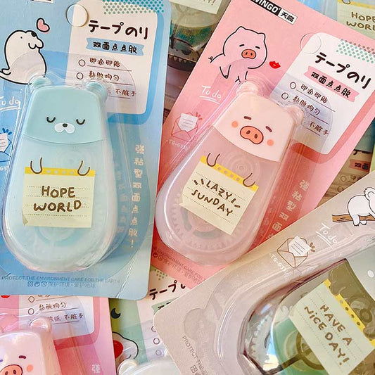 pegamento en cinta adhesiva con formas de animales kawaii