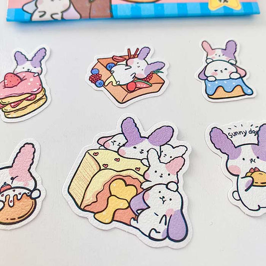 hoja de pegatinas de papel con textura para agendas y libretas, con diseños de animales kawaii