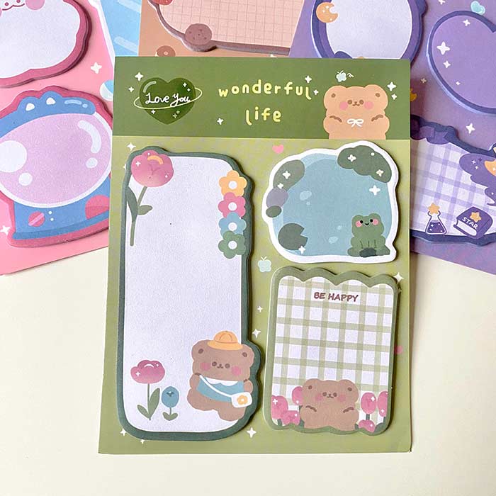 notas adhesivas para estudiantes o oficina con diseños kawaii