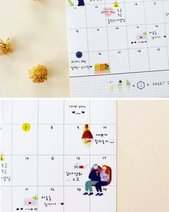 pegatinas coreanas de amor y enamorados en una cita para agenda y bullet journal