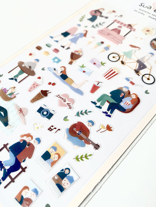 pegatinas coreanas de amor y enamorados en una cita para agenda y bullet journal